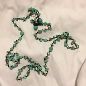 31” knotted turquoise necklace.